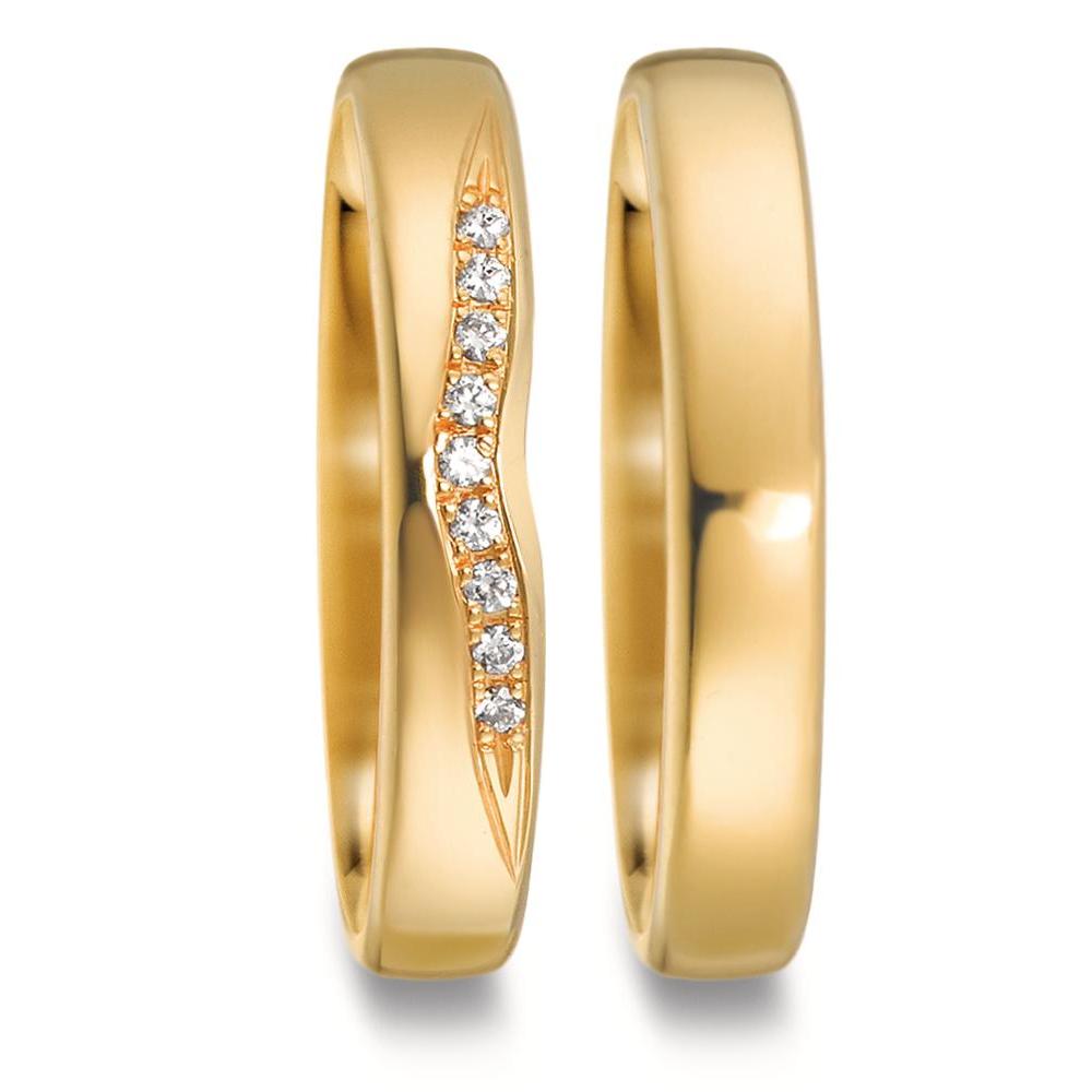 Anillo de pareja 750/oro amarillo de 18 quilates Diamante 0.045 ct, 9 piedras, tw-vsi