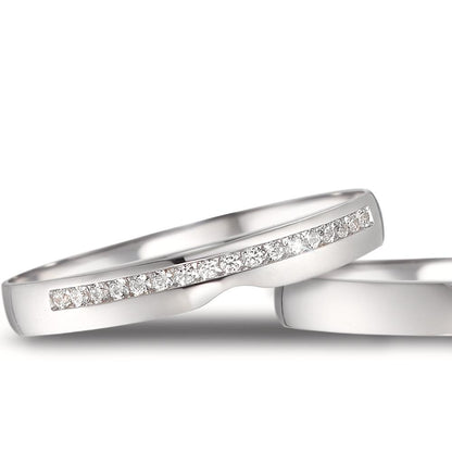 Anillo de pareja 750/oro blanco de 18 quilates Diamante 0.085 ct, 17 piedras, tw-vsi