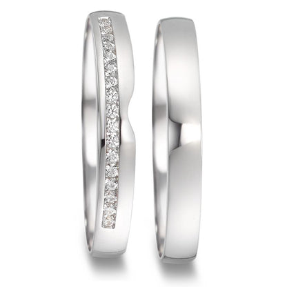 Anillo de pareja 750/oro blanco de 18 quilates Diamante 0.085 ct, 17 piedras, tw-vsi