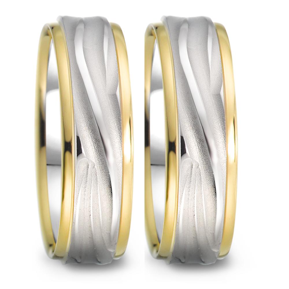Anillo de pareja 750/oro blanco de 18 quilates, 750/oro amarillo de 18 quilates