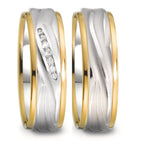 Anillo de pareja 750/oro blanco de 18 quilates, 750/oro amarillo de 18 quilates
