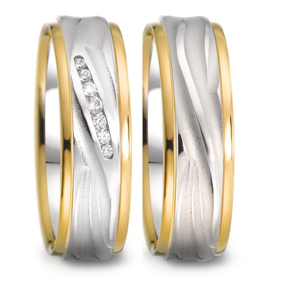 Anillo de pareja 750/oro blanco de 18 quilates, 750/oro amarillo de 18 quilates