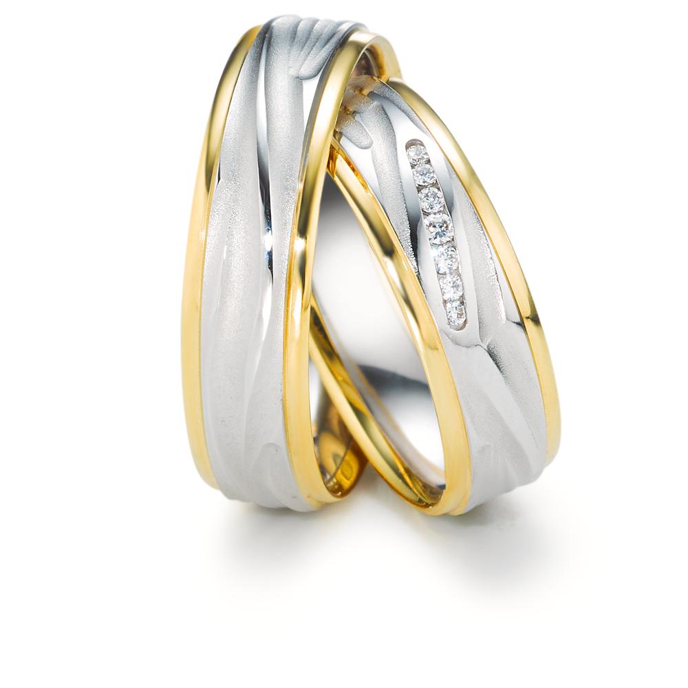 Anillo de pareja 750/oro blanco de 18 quilates, 750/oro amarillo de 18 quilates