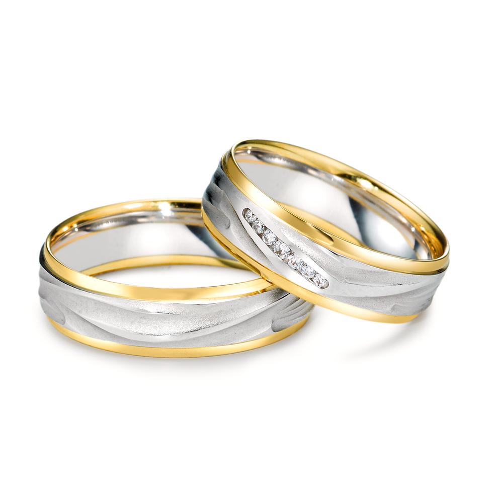 Anillo de pareja 750/oro blanco de 18 quilates, 750/oro amarillo de 18 quilates