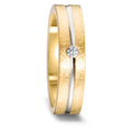 Anillo de pareja 750/oro amarillo de 18 quilates, 750/oro blanco de 18 quilates Diamante 0.03 ct, w-si