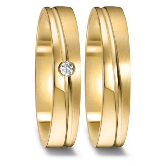 Anillo de pareja 750/oro amarillo de 18 quilates Diamante 0.03 ct, w-si