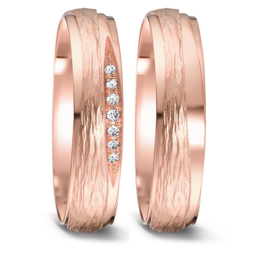 Anillo de pareja 750/oro rosa de 18 quilates Diamante 0.048 ct, 7 piedras, tw-si