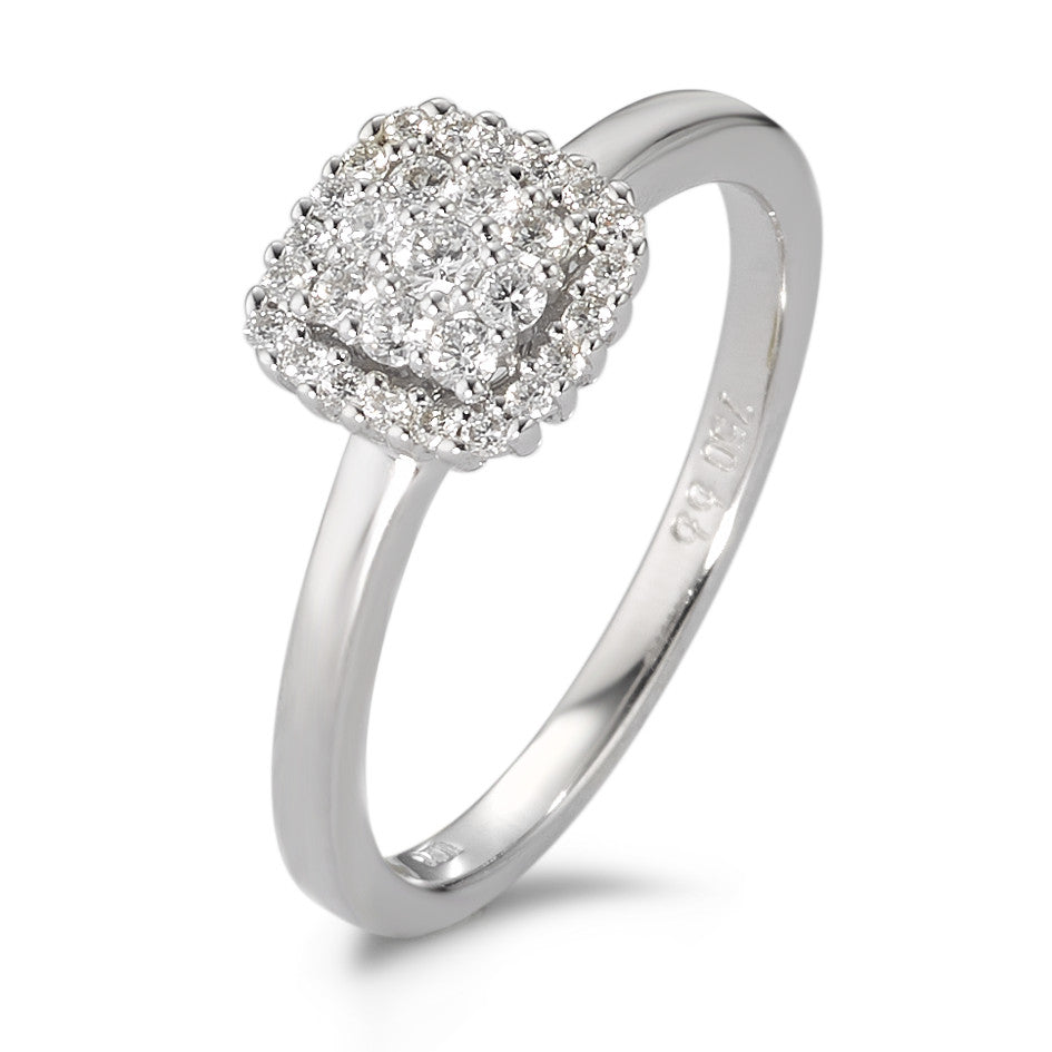 Anillo de dedo 750/oro blanco de 18 quilates Diamante blanco, 0.25 ct, 29 piedras, [Brillant], w-si