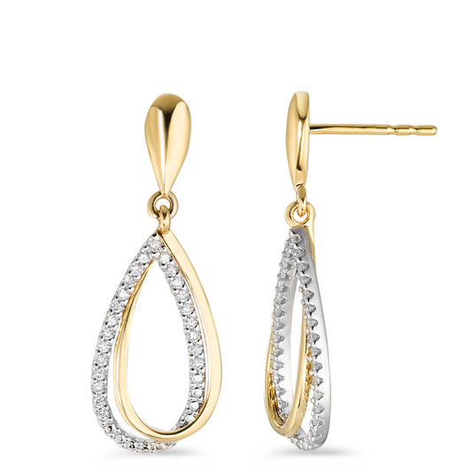Pendientes 750/oro amarillo de 18 quilates, 750/oro blanco de 18 quilates Diamante blanco, 0.18 ct, 46 piedras, [Brillant], w-si