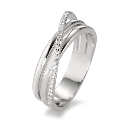 Anillo de dedo 750/oro blanco de 18 quilates Diamante blanco, 0.14 ct, 33 piedras, [Brillant], w-si