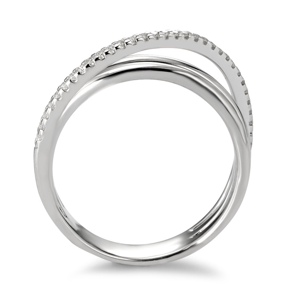 Anillo de dedo 750/oro blanco de 18 quilates Diamante blanco, 0.14 ct, 33 piedras, [Brillant], w-si