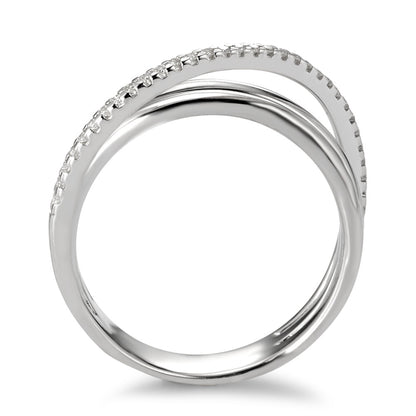 Anillo de dedo 750/oro blanco de 18 quilates Diamante blanco, 0.14 ct, 33 piedras, [Brillant], w-si
