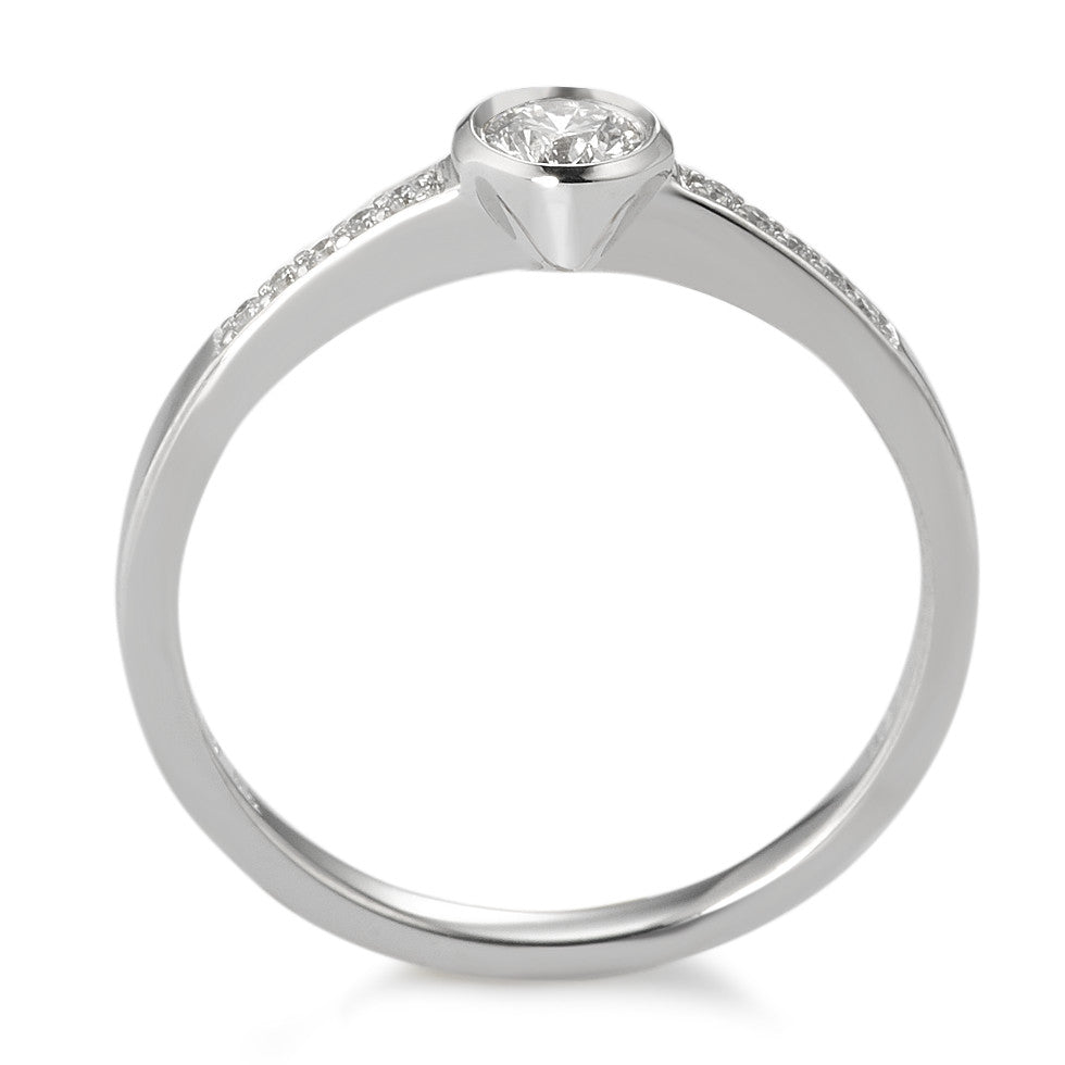 Anillo solitario 750/oro blanco de 18 quilates Diamante blanco, 0.22 ct, 11 piedras, [Brillant], w-si Ø4.5 mm