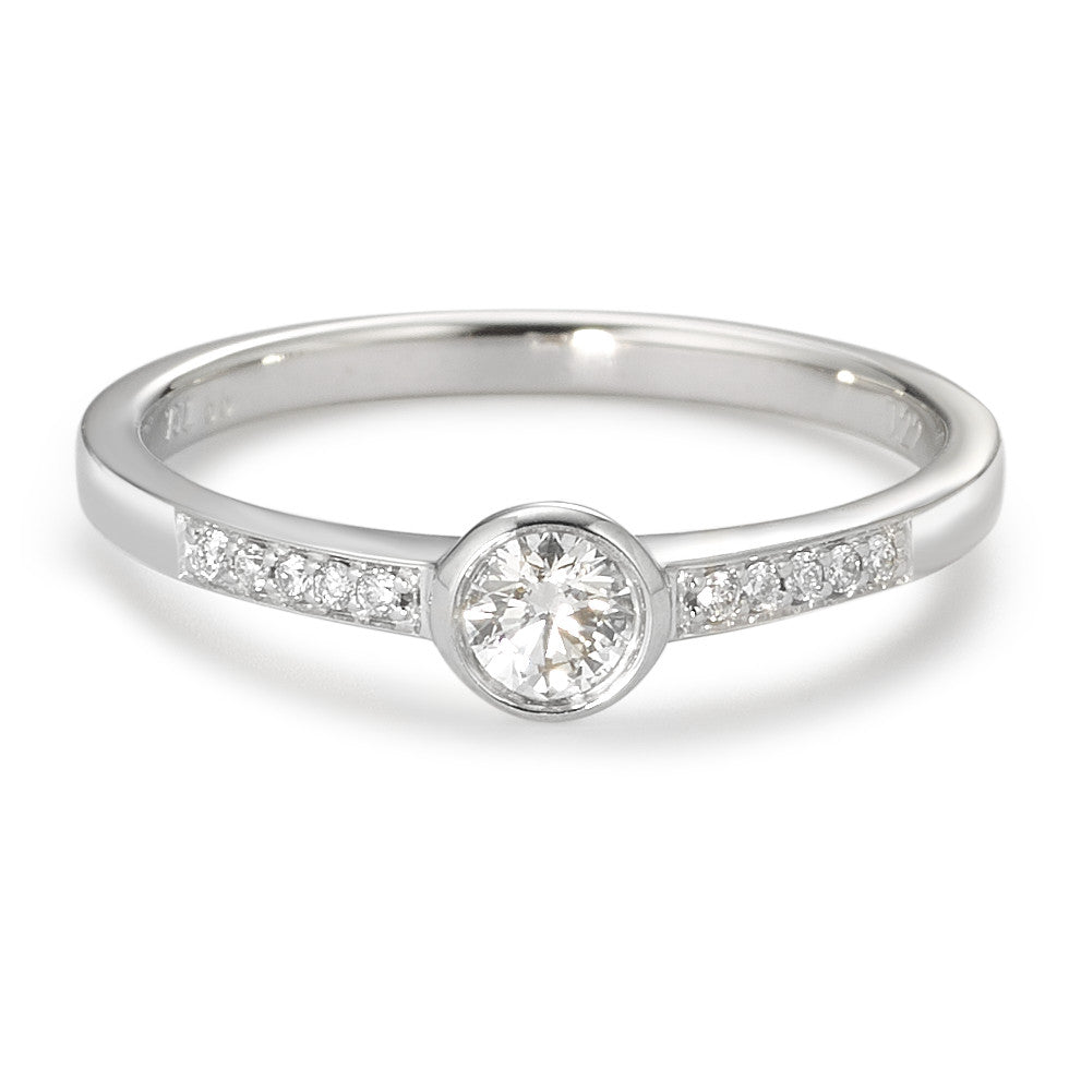 Anillo solitario 750/oro blanco de 18 quilates Diamante blanco, 0.22 ct, 11 piedras, [Brillant], w-si Ø4.5 mm
