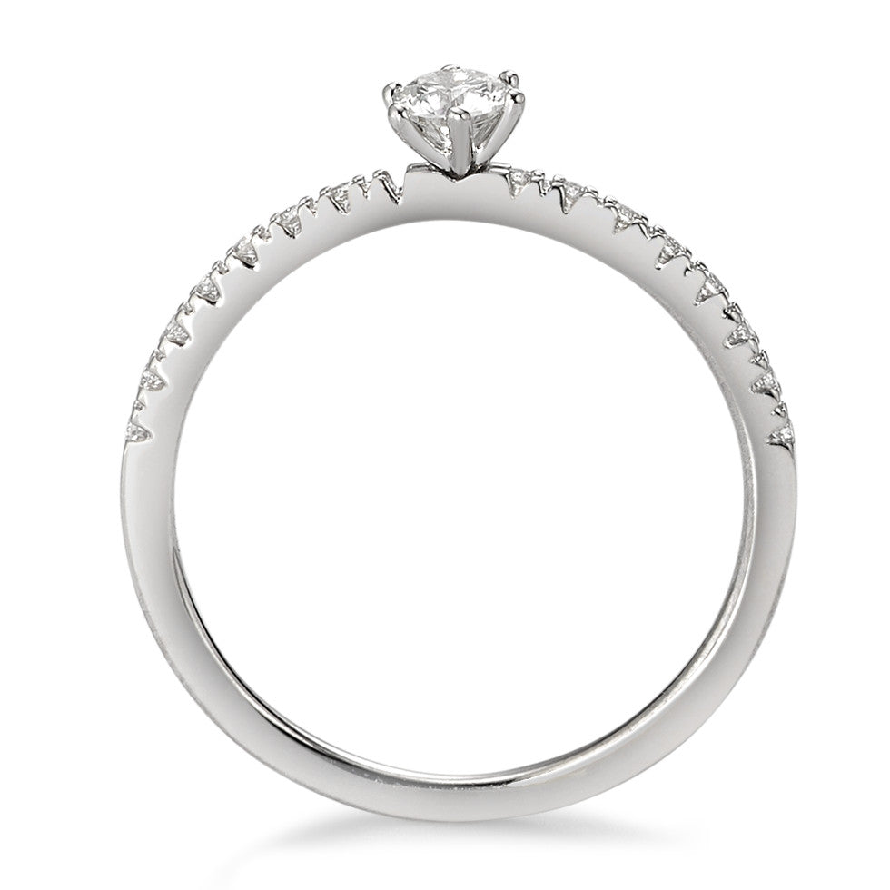 Anillo solitario 750/oro blanco de 18 quilates Diamante blanco, 0.25 ct, 17 piedras, [Brillant], w-si