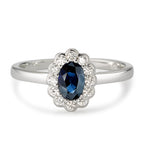 Anillo de dedo 750/oro blanco de 18 quilates Diamante blanco, 0.18 ct, 12 piedras, [Brillant], w-si, Zafiro