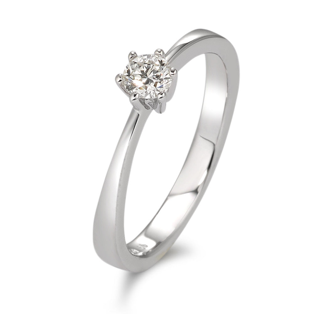 Anillo solitario 750/oro blanco de 18 quilates Diamante blanco, 0.20 ct, [Brillant], w-si
