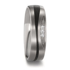 Anillo de pareja Titanio, Carbón Diamante 0.03 ct, 3 piedras, tw-si