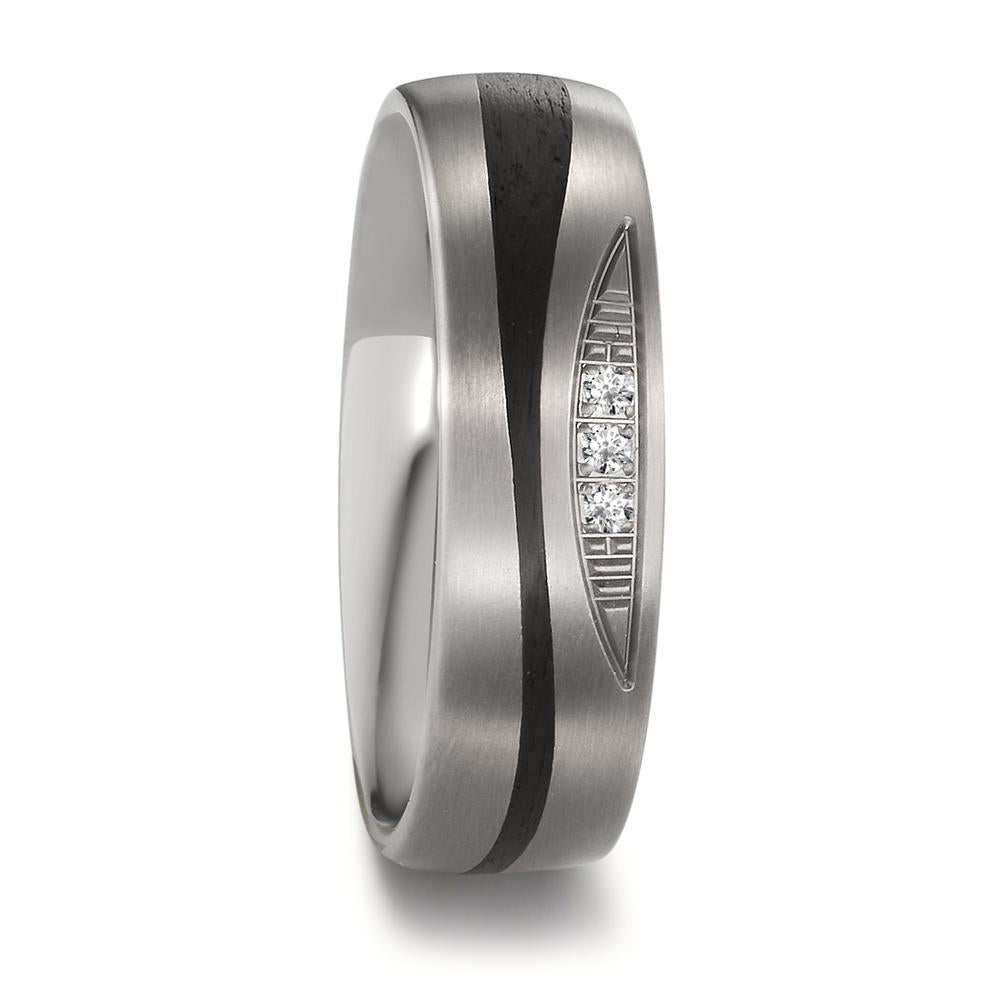 Anillo de pareja Titanio, Carbón Diamante 0.03 ct, 3 piedras, tw-si