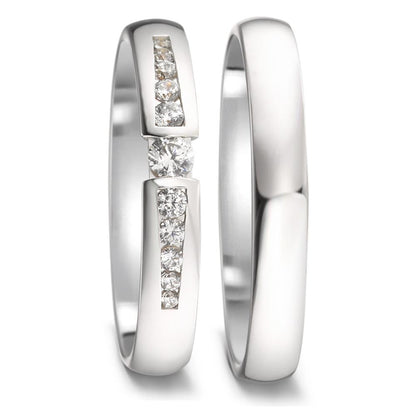 Anillo de pareja 750/oro blanco de 18 quilates