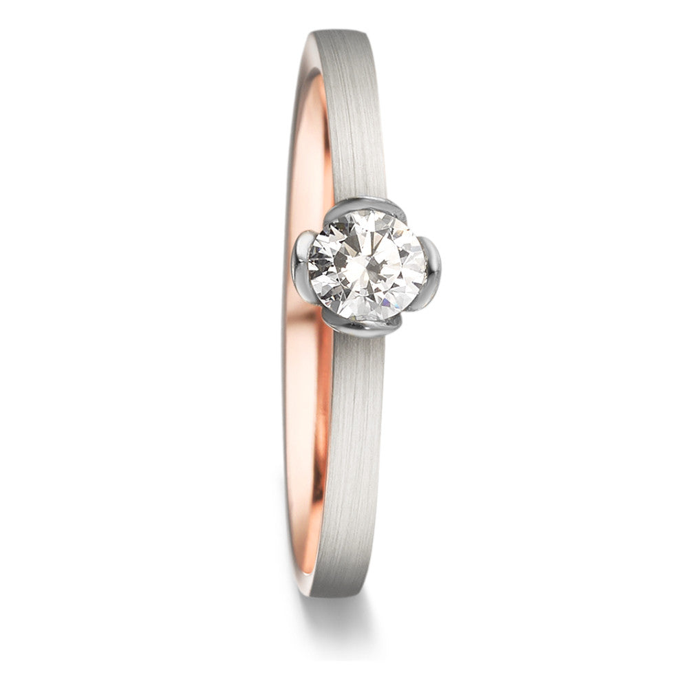 Anillo solitario 750/oro rojo de 18 quilates, 750/oro blanco de 18 quilates Diamante 0.25 ct, tw-vsi