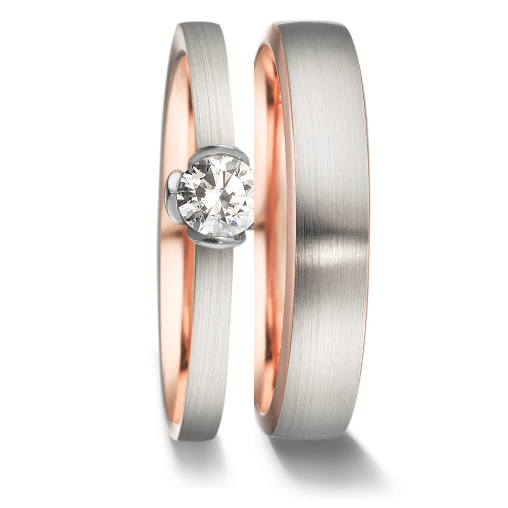 Anillo solitario 750/oro rojo de 18 quilates, 750/oro blanco de 18 quilates Diamante 0.25 ct, tw-vsi
