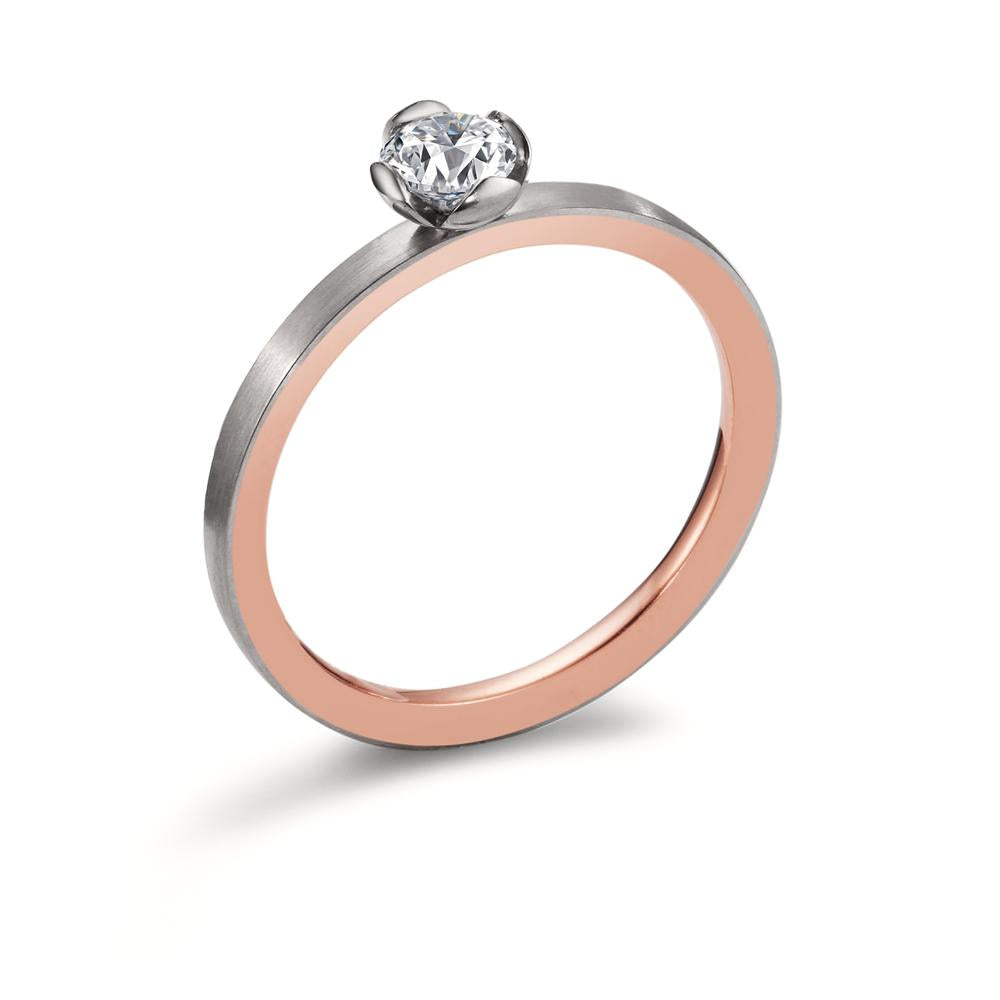 Anillo solitario 750/oro rojo de 18 quilates, 750/oro blanco de 18 quilates Diamante 0.25 ct, tw-vsi