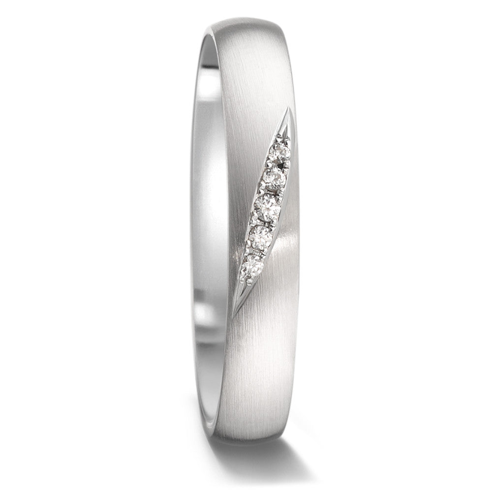 Anillo de pareja 750/oro blanco de 18 quilates Diamante 0.036 ct, 5 piedras, tw-vsi