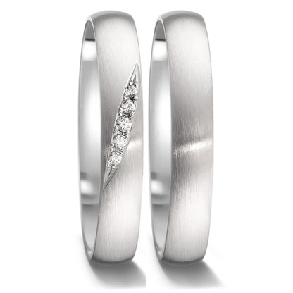 Anillo de pareja 750/oro blanco de 18 quilates Diamante 0.036 ct, 5 piedras, tw-vsi