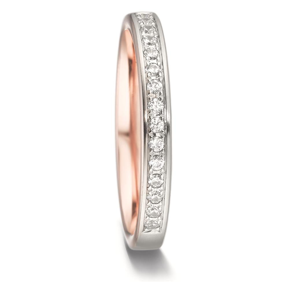 Anillo de memoria 750/oro rojo de 18 quilates, 750/oro blanco de 18 quilates Diamante 0.15 ct, 15 piedras, tw-vsi
