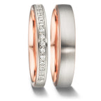 Anillo de memoria 750/oro rojo de 18 quilates, 750/oro blanco de 18 quilates Diamante 0.15 ct, 15 piedras, tw-vsi