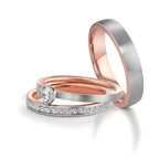 Anillo de memoria 750/oro rojo de 18 quilates, 750/oro blanco de 18 quilates Diamante 0.15 ct, 15 piedras, tw-vsi