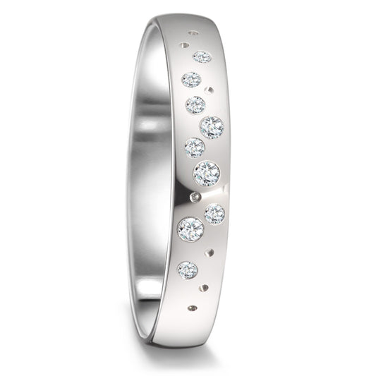 Anillo de pareja 750/oro blanco de 18 quilates Diamante 0.087 ct, 9 piedras, tw-si