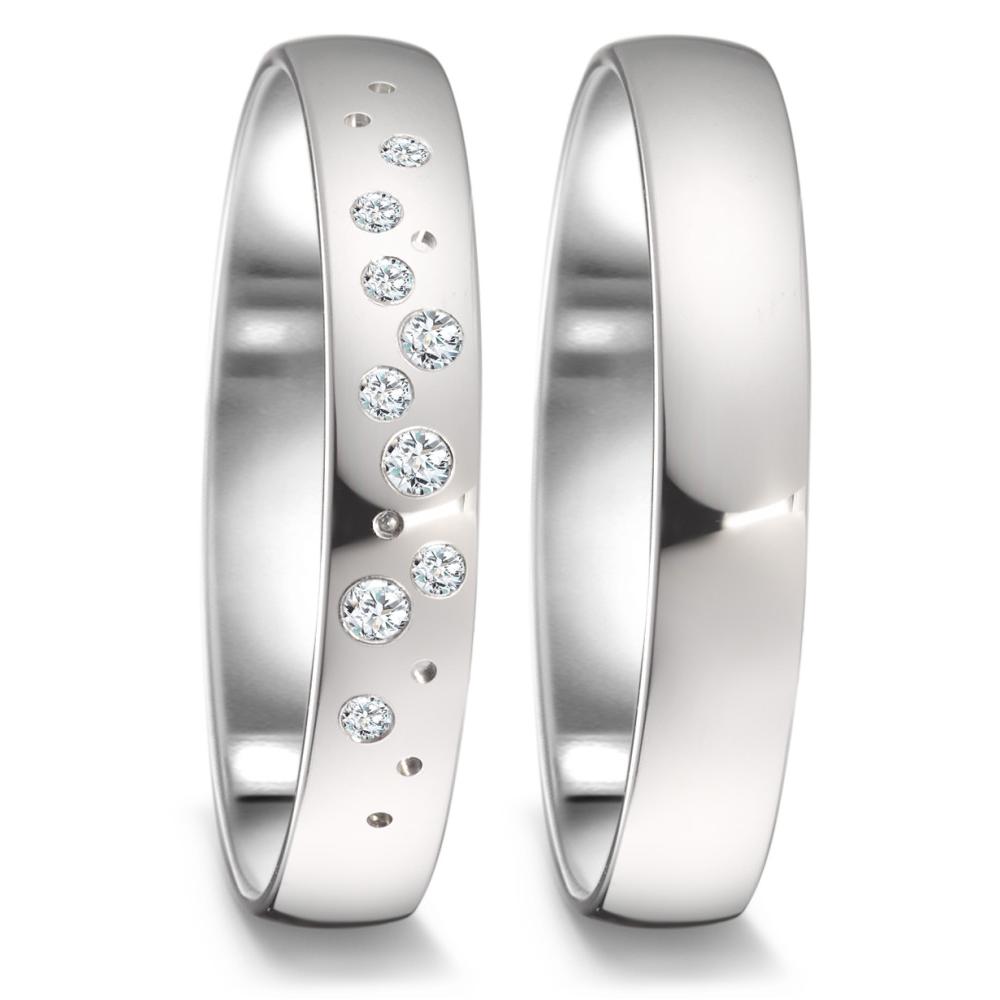 Anillo de pareja 750/oro blanco de 18 quilates Diamante 0.087 ct, 9 piedras, tw-si