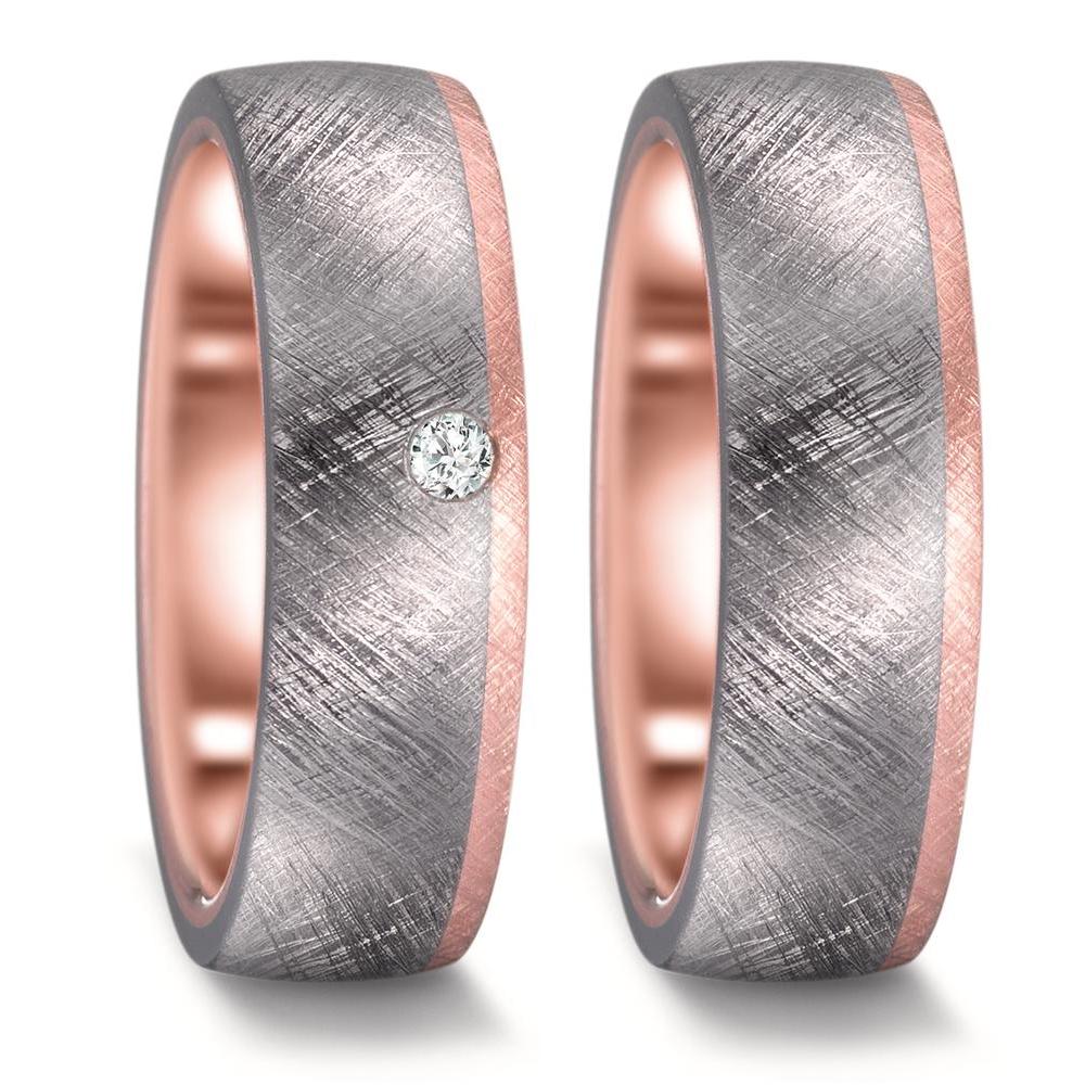 Anillo de pareja 999 tantalio, oro rosa de 585/14 kt