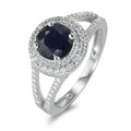 Anillo de dedo Oro blanco de 375/9 quilates Zafiro azul, 1.76 ct, [rund], AAA, Diamante blanco, 0.23 ct, 12 piedras, w-pi3