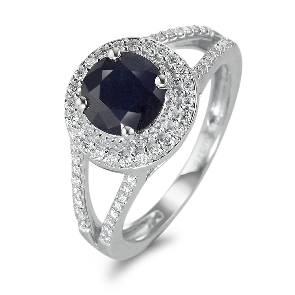 Anillo de dedo Oro blanco de 375/9 quilates Zafiro azul, 1.76 ct, [rund], AAA, Diamante blanco, 0.23 ct, 12 piedras, w-pi3