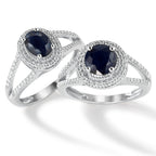 Anillo de dedo Oro blanco de 375/9 quilates Zafiro azul, 1.76 ct, [rund], AAA, Diamante blanco, 0.23 ct, 12 piedras, w-pi3