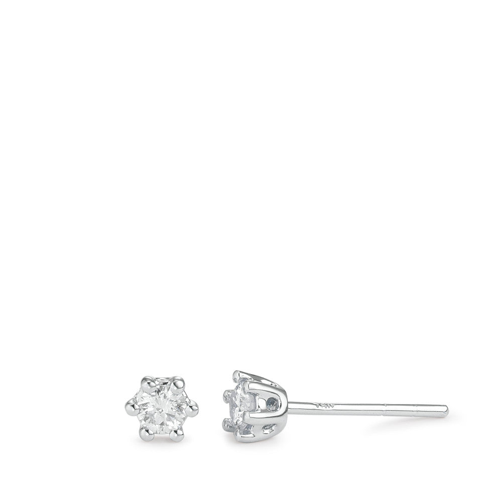 Pendientes 750/oro blanco de 18 quilates Diamante blanco, 0.25 ct, 2 piedras, [Brillant], w-si Ø4 mm