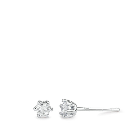 Pendientes 750/oro blanco de 18 quilates Diamante blanco, 0.25 ct, 2 piedras, [Brillant], w-si Ø4 mm