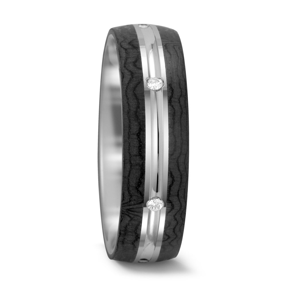 Anillo de dedo Oro blanco de 585/14 kt., Carbón Diamante 0.06 ct, 6 piedras, tw-si