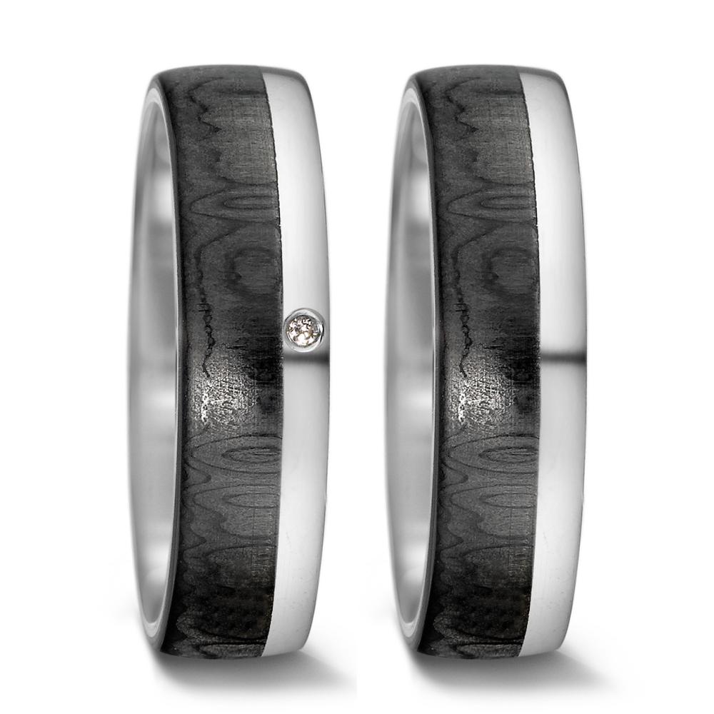 Anillo de pareja Oro blanco de 585/14 kt., Carbón