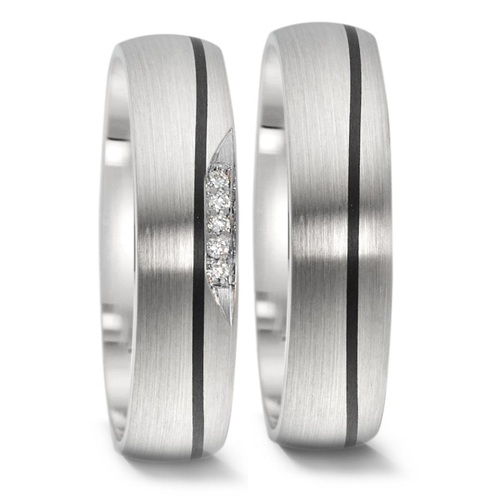 Anillo de pareja Oro blanco de 585/14 kt., Carbón
