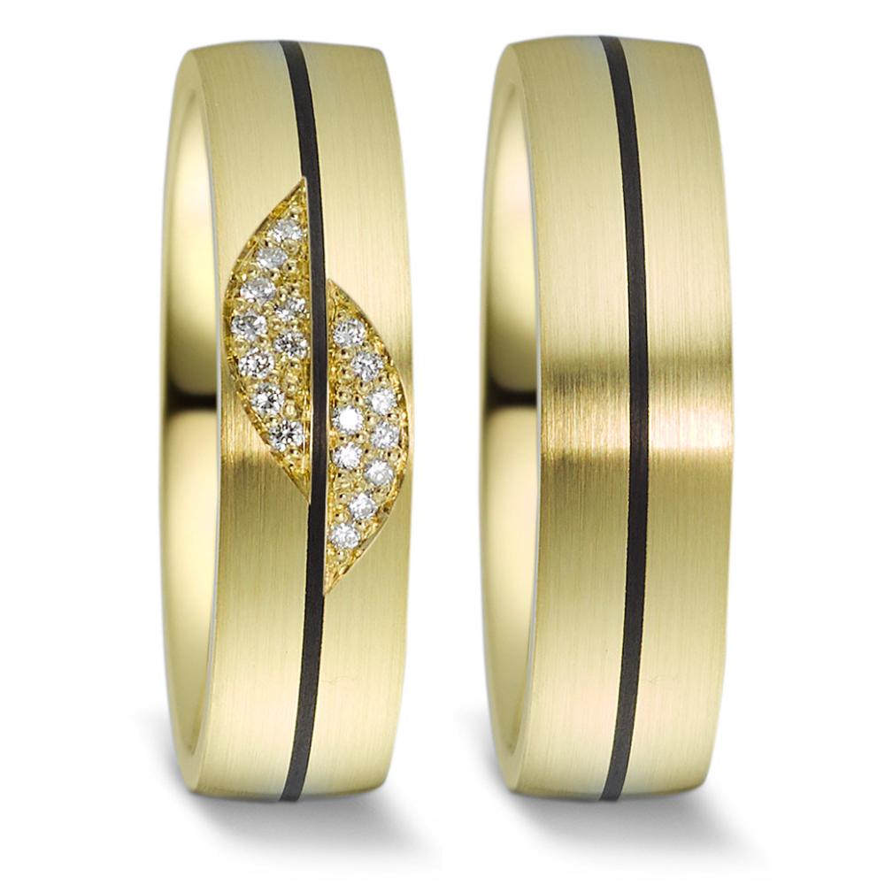Anillo de pareja Oro amarillo de 585/14 kt., Carbón