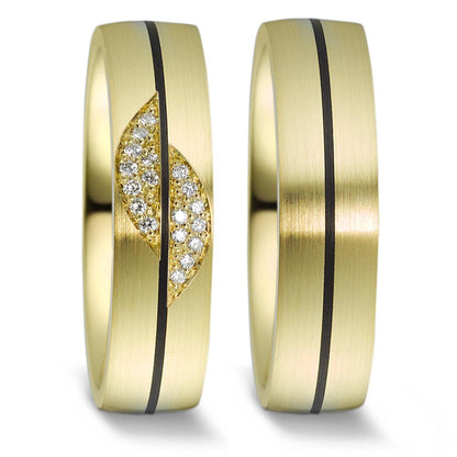Anillo de pareja Oro amarillo de 585/14 kt., Carbón