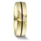 Anillo de pareja Oro amarillo de 585/14 kt., Carbón Diamante 0.048 ct, 6 piedras, w-si