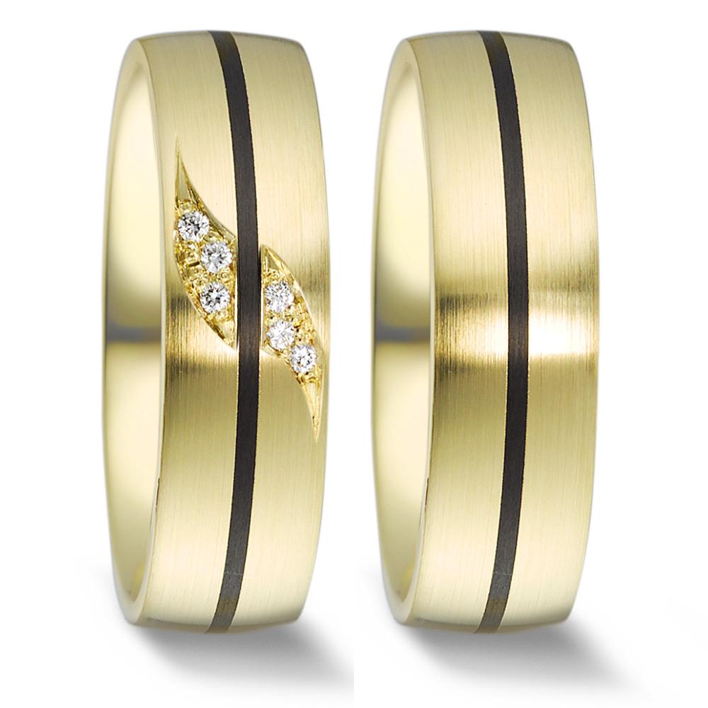 Anillo de pareja Oro amarillo de 585/14 kt., Carbón