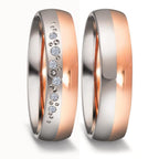 Anillo de pareja 750/oro blanco de 18 quilates, 750/oro rosa de 18 quilates