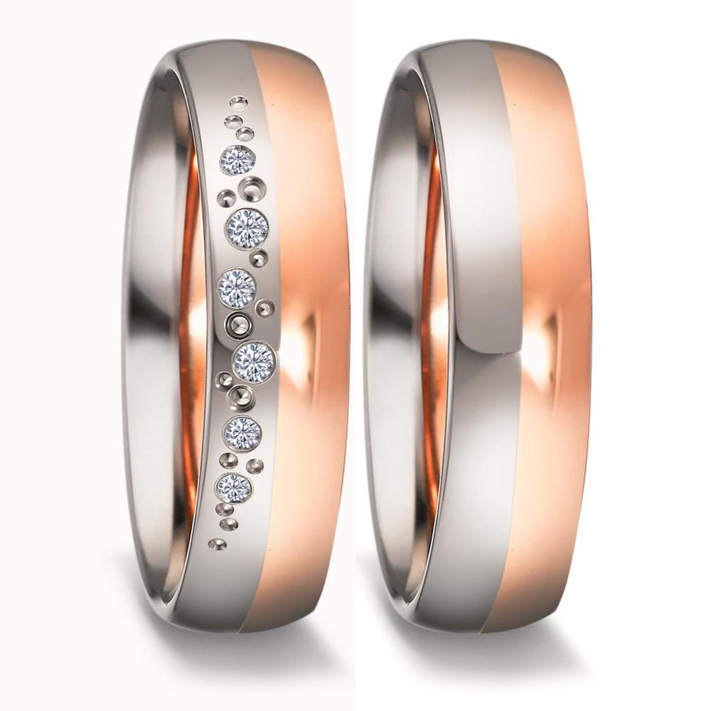 Anillo de pareja 750/oro blanco de 18 quilates, 750/oro rosa de 18 quilates