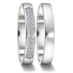 Anillo de pareja 750/oro blanco de 18 quilates Diamante 0.11 ct, 11 piedras, tw-vsi